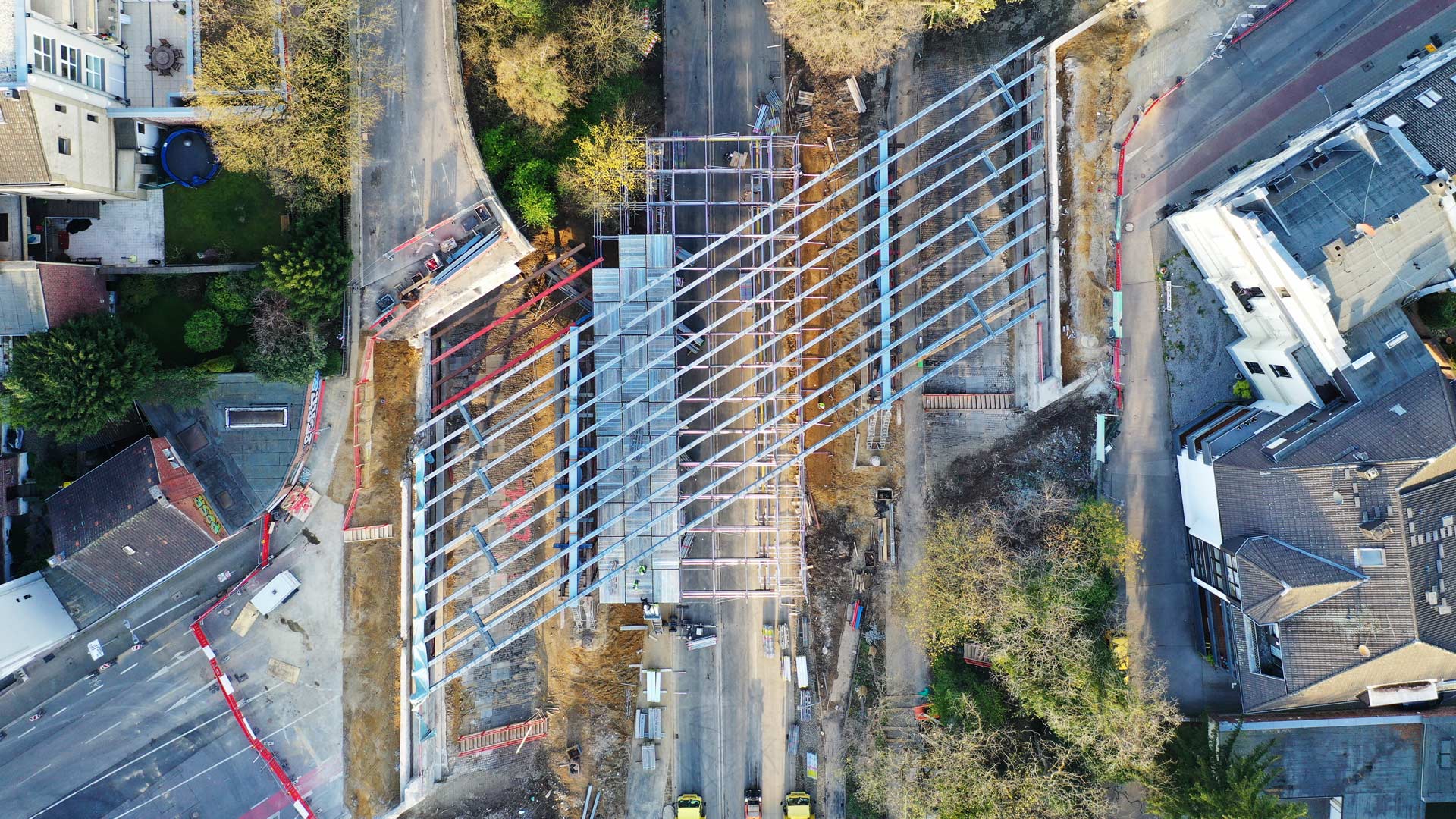 Draheim Steel Brücke Viersener Straße von oben im Bau