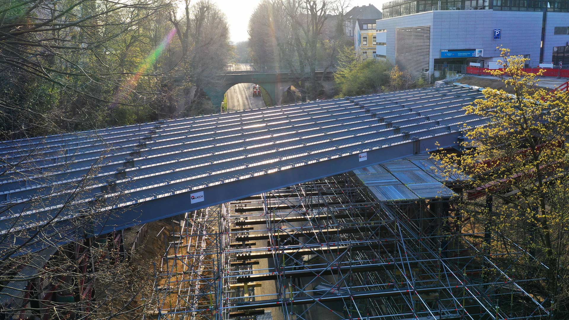 Draheim Steel Brücke Viersener Straße von oben im Bau